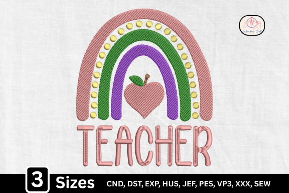 Apple Rainbow Teacher Embroidery Review