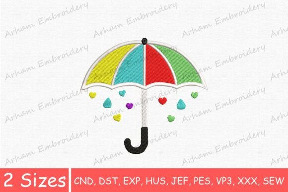 Cute Rainbow Rain Umbrella Embroidery Review