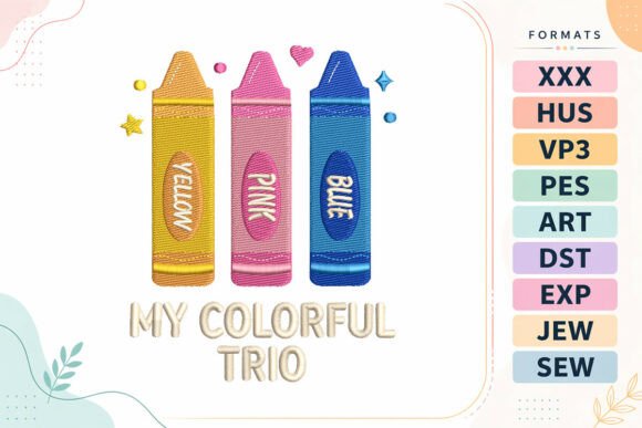 Trio Crayon Back to School Embroidery Review
